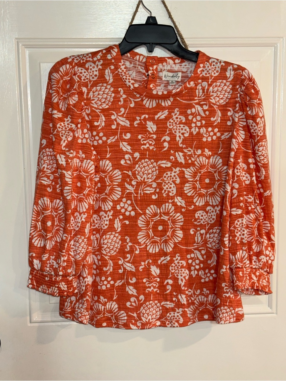 Wonderly Orange and White Floral Long Sleeve Top
